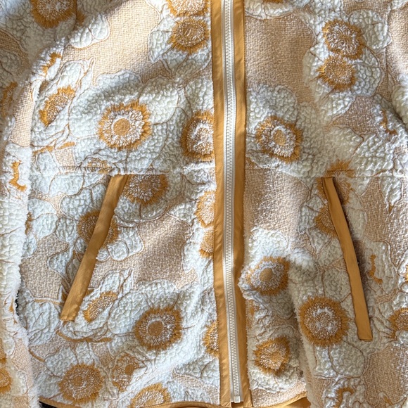 Anthropologie Cream and Yellow Floral Teddy Jacket - Picture 3 of 5